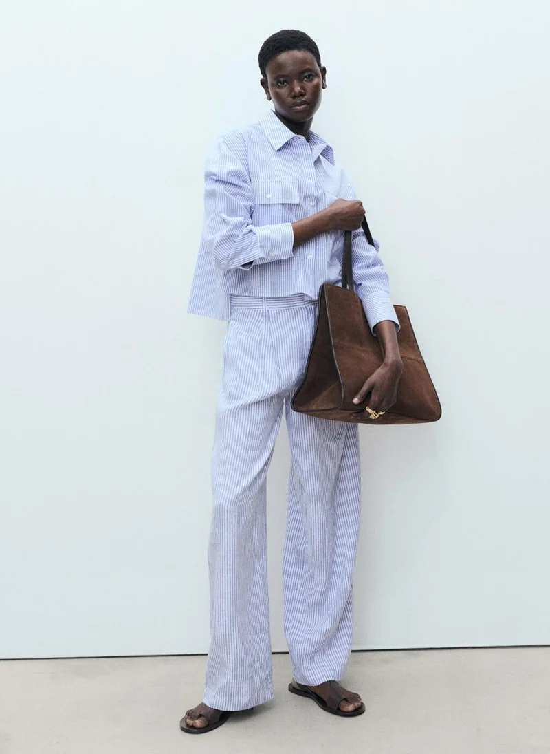 Mango  striped linen-blend pants for Women | Best Price UAE
